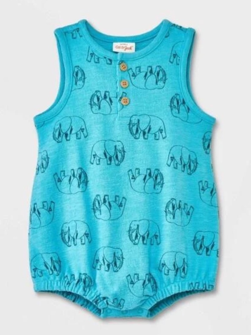 NEW! Baby Tank Henley Romper Elephants - Cat & Jack - 6-9 M